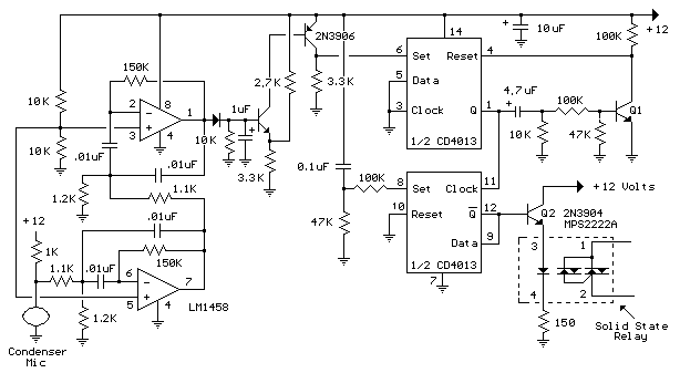 Электрическая схема акустического переключателя